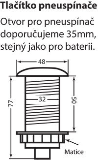 Tlačítko pneuspínače rozměry schéma